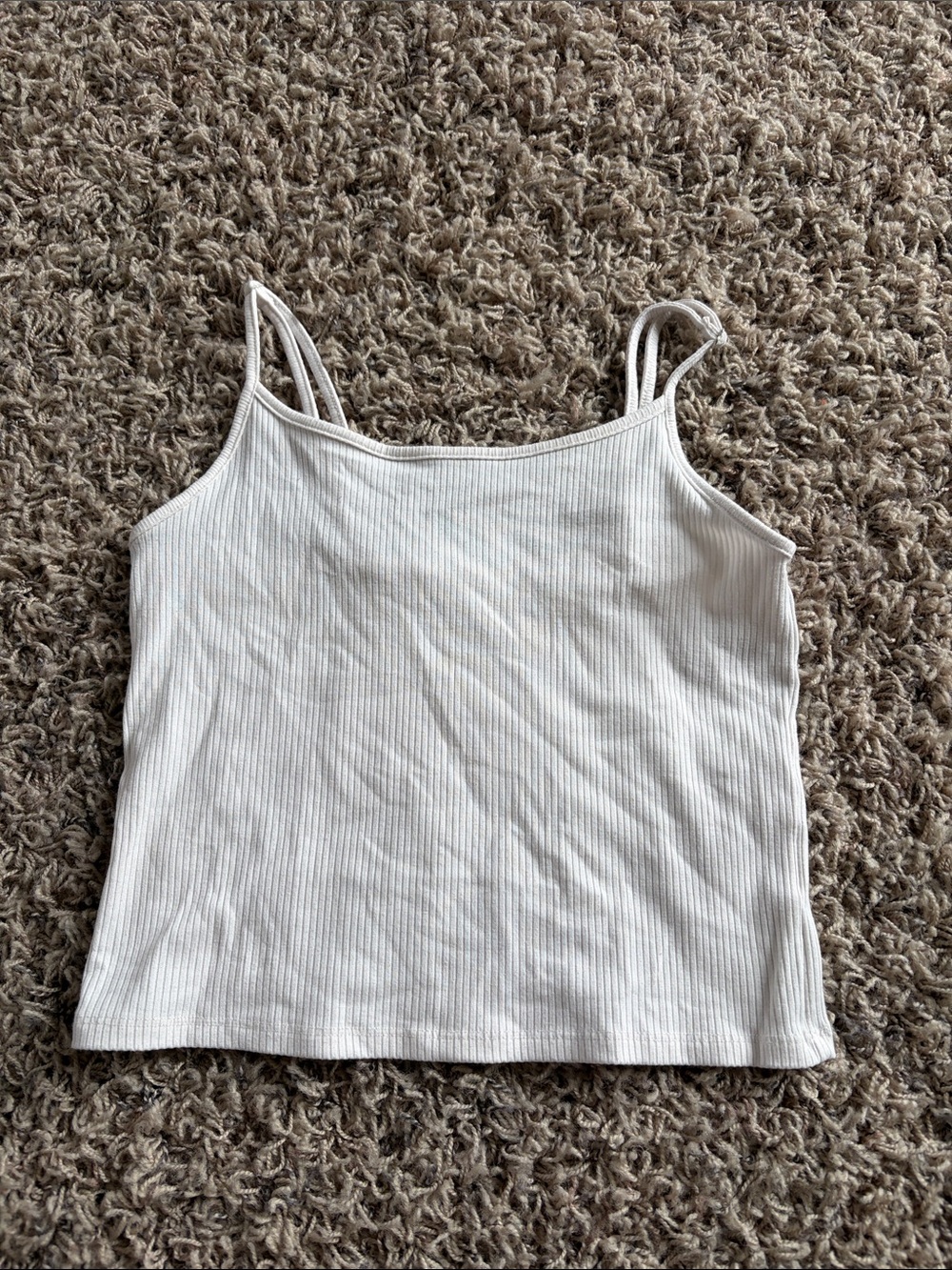 American Eagle Outfitters Ribbed Double-Strap Camisole in Off-White